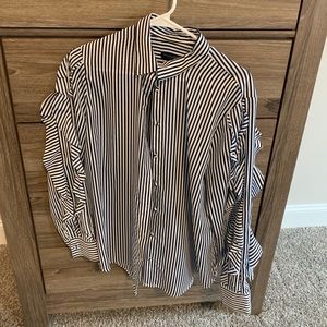 Ruffled sleeve, button down, dress shirt